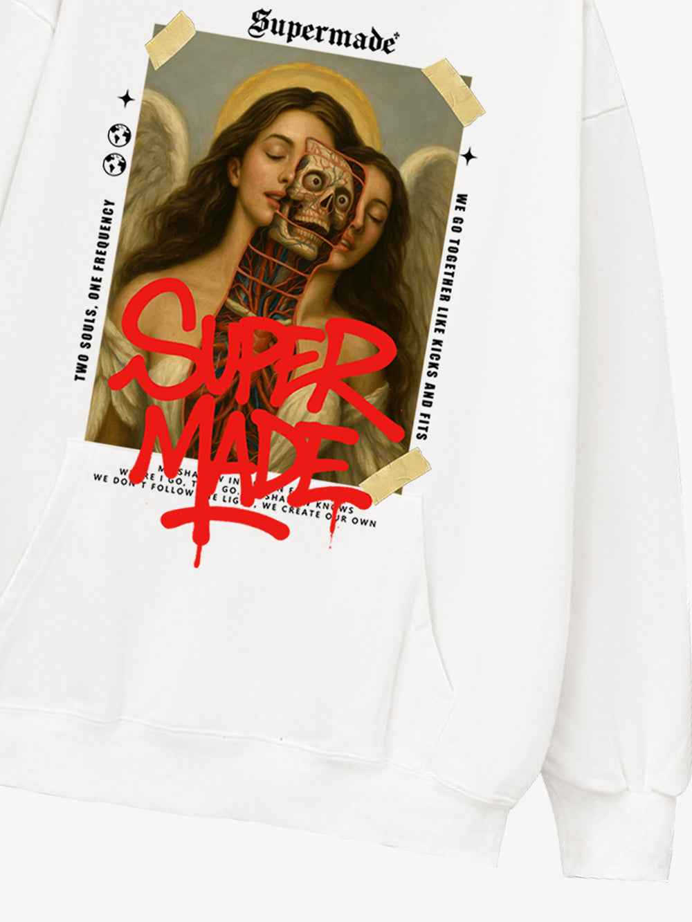 Skull And Face Two Soul Pattern Hoodie