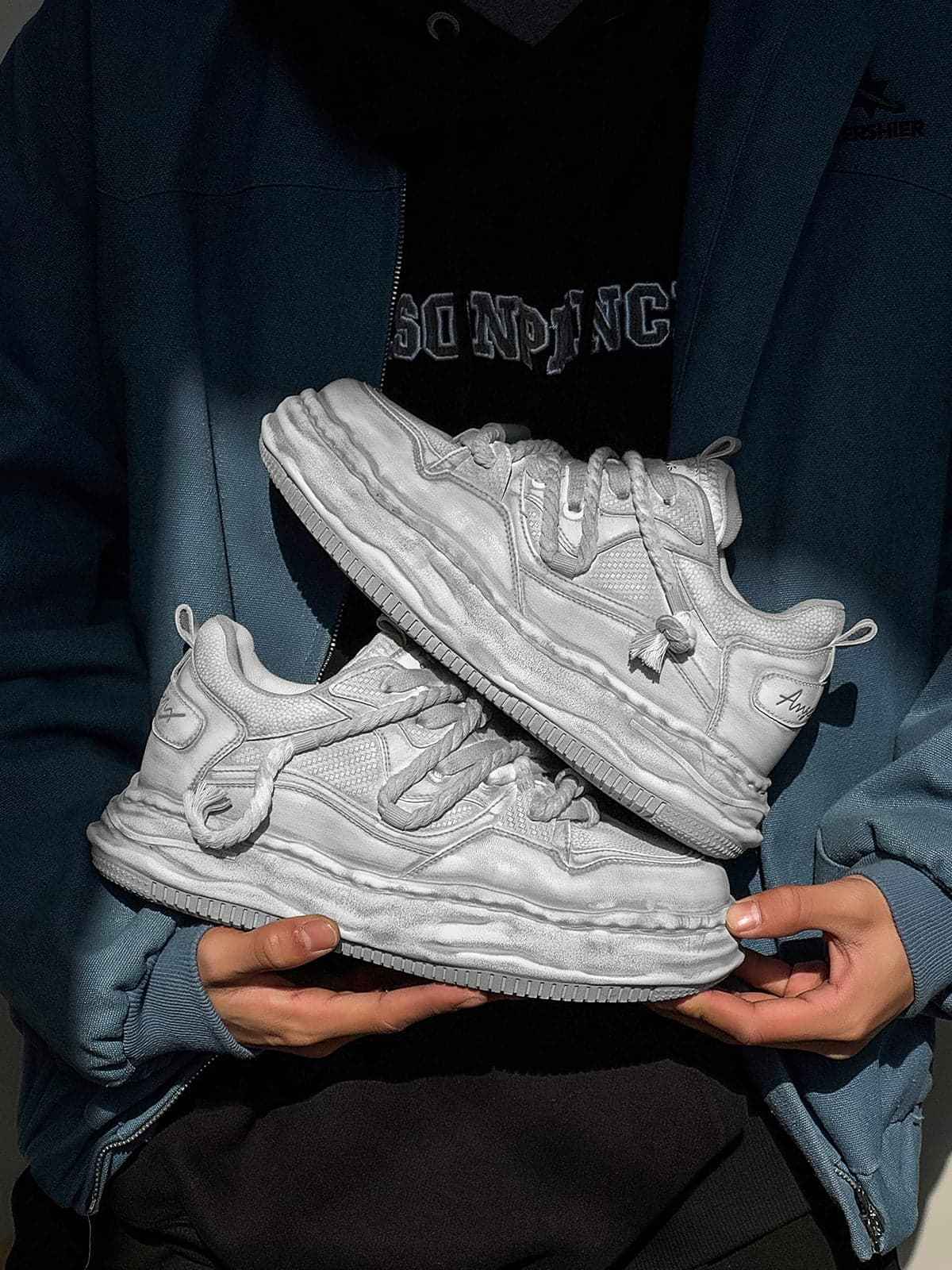 Deconstructed Distressed Chunky Street Sneakers - 2521