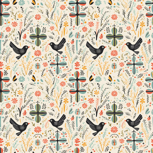 Premium Christian Wrapping Paper (3 Pcs) - Symbols Printed of Cross and Dove Birds Gift Wrapping Paper - Religious Gift Wrap Paper for Baptism First Holy Communion Nativity and Other Occasions