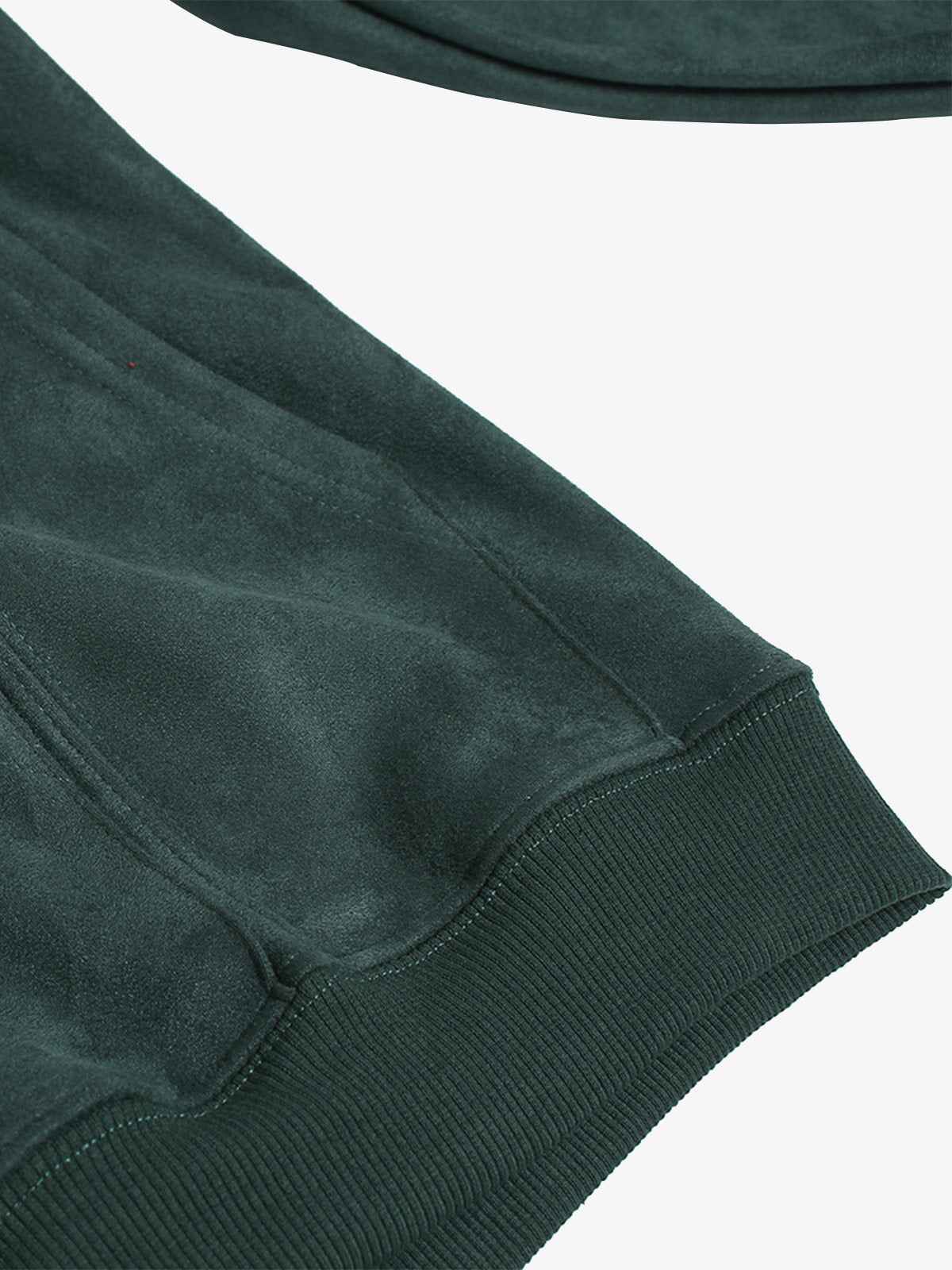 Suede Letter Embroidered Cropped Zip-Up Hoodie