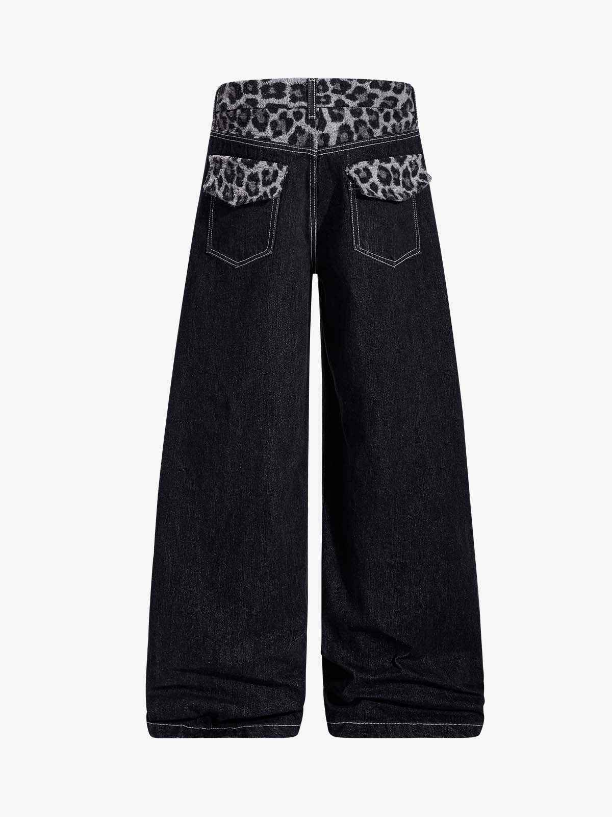 Vintage Leopard Print Waistband Patch Baggy Jeans
