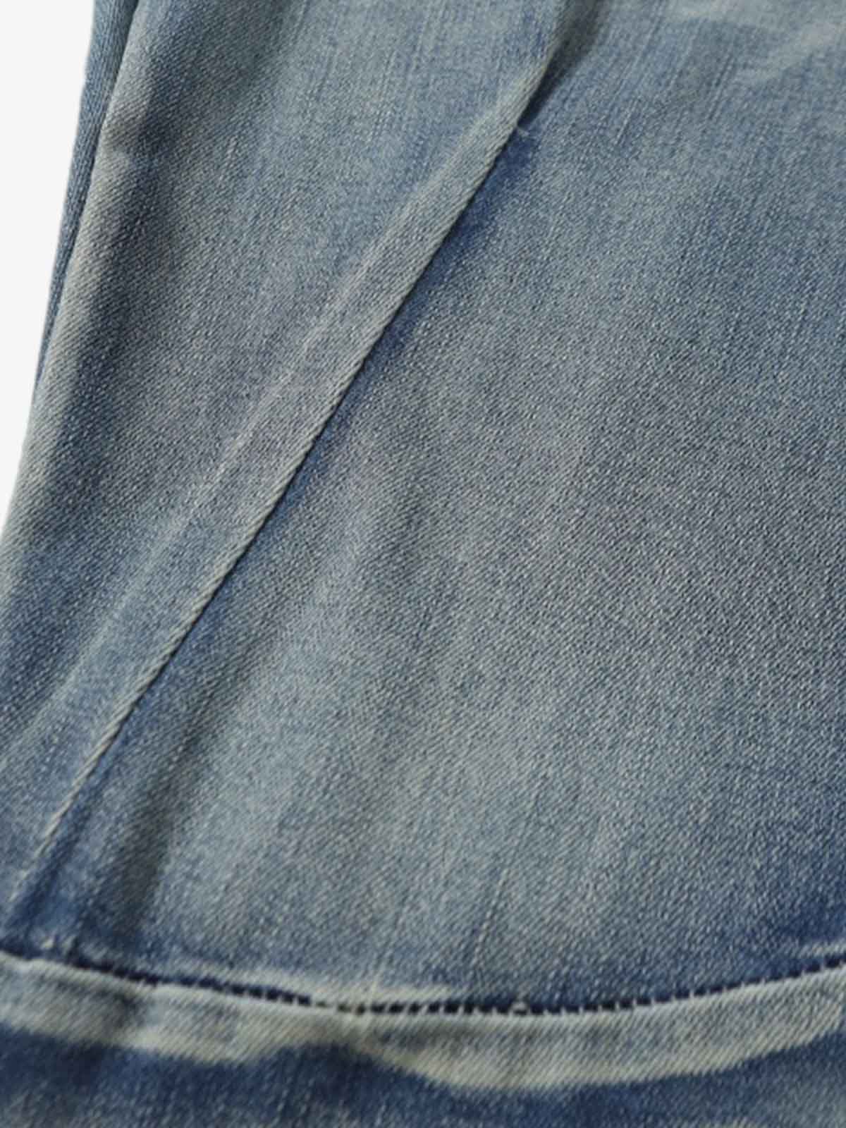 Washed Panel Seam Flare Jeans - Luxuryurbanwear