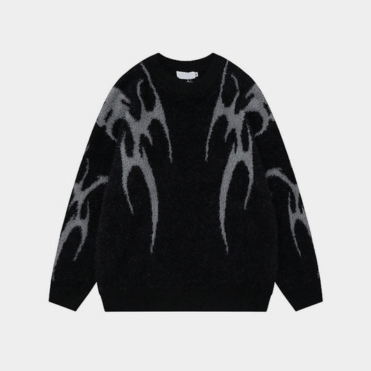 Gothic Inferno | Y2K Inspired Fire Pattern Jumper - Luxuryurbanwear