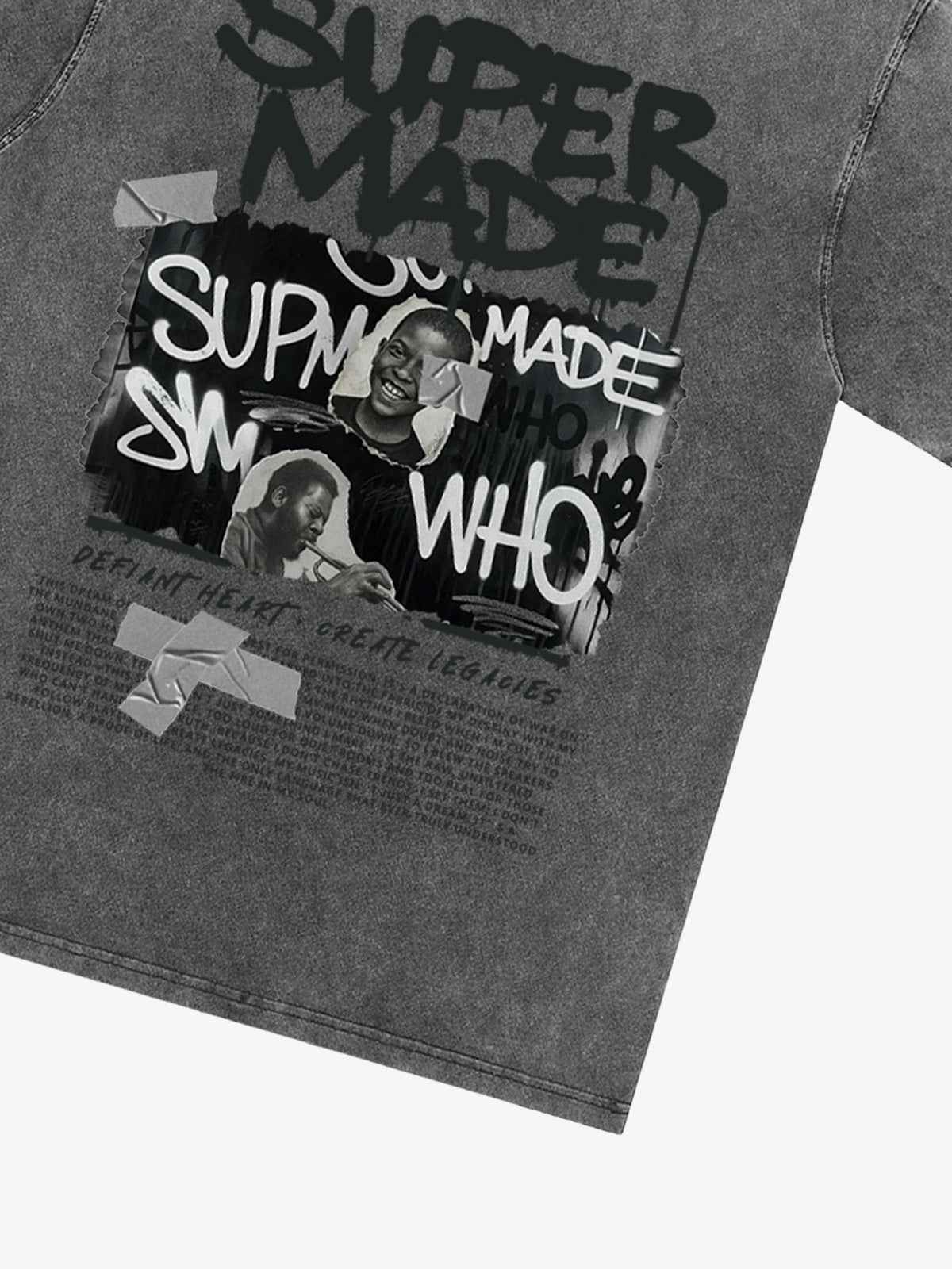 Streetwear Graffiti Character Collage Graphic T-Shirt