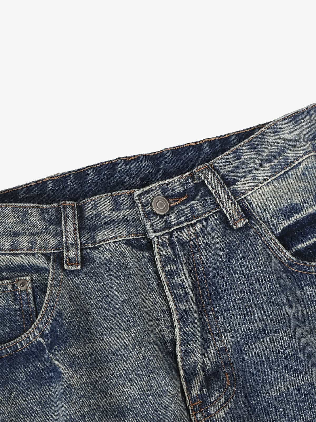 Retro Washed Faded Flared Jeans - Luxuryurbanwear