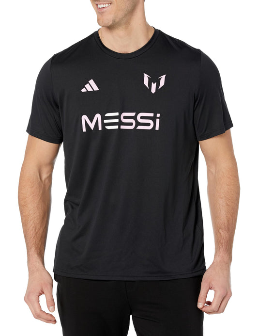 adidas Mens Messi Wordmark Short Sleeve T-Shirt Core Black