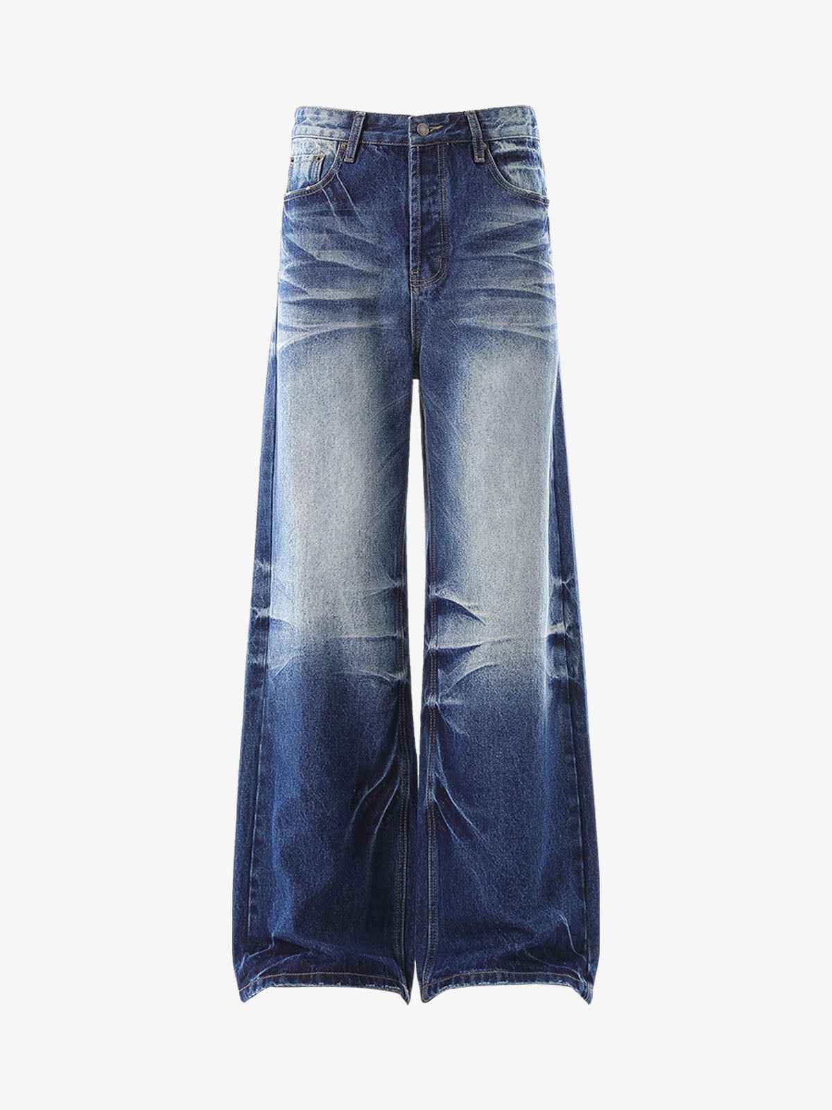 Washed Distressed Wrinkled Dyed Jeans