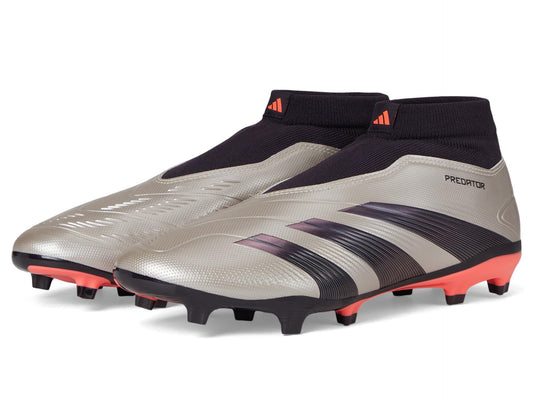 adidas Unisex Predator League Laceless Firm Ground Sneaker Platin Metallic/Aurora Black/Turbo 10 US Men