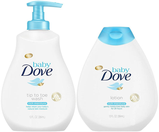 Baby Dove Rich Moisture Bundle Tip to Toe Wash and Lotion 13 Ounce Each