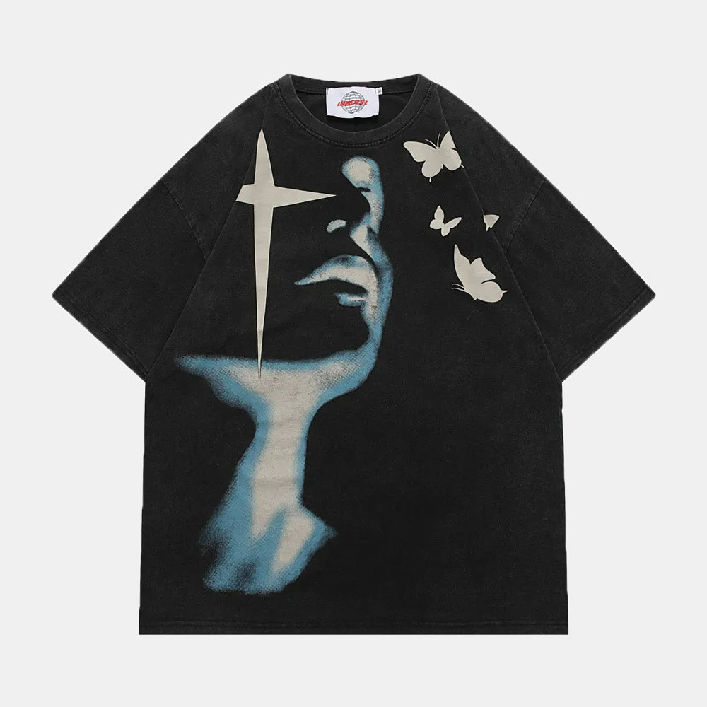 Face Graphic T-Shirt - Surrealist Portrait Luxury Streetwear Tee | LuxuryUrbanwear