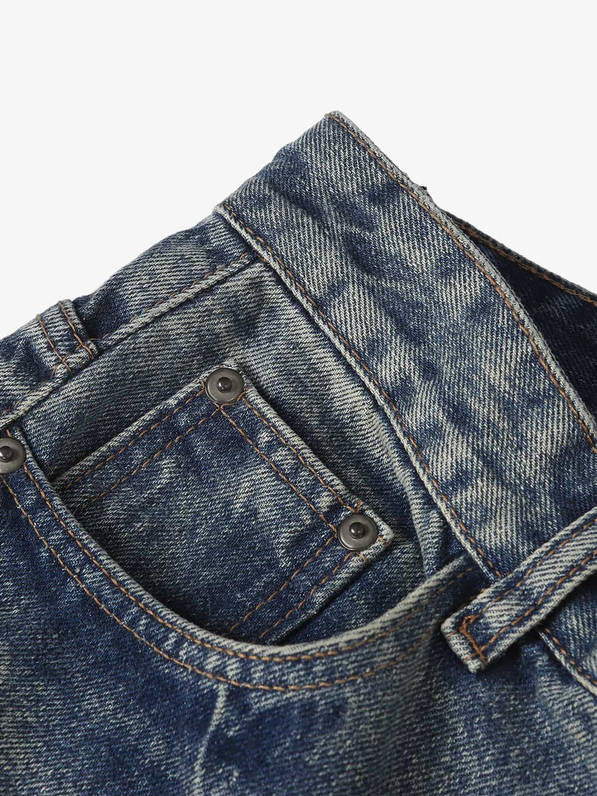 Retro Washed Faded Flared Jeans - Luxuryurbanwear