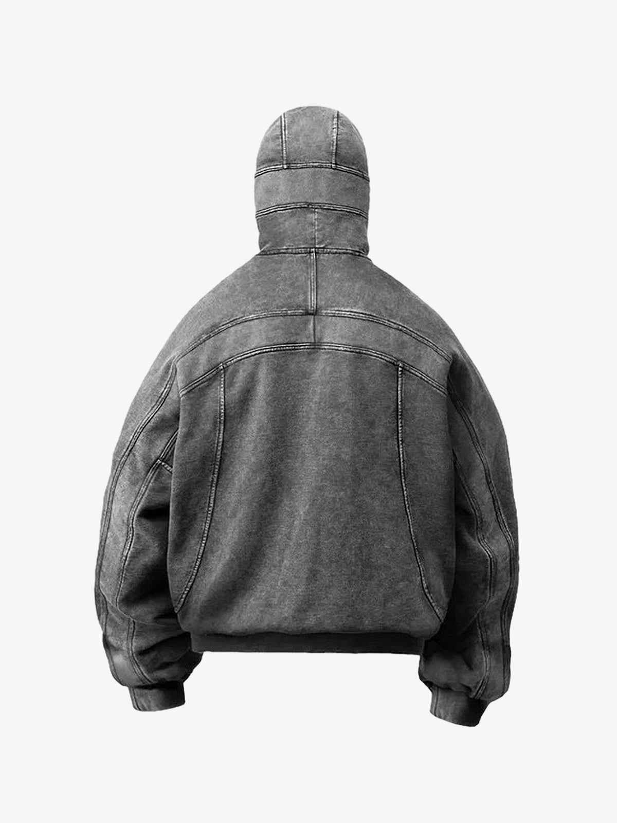 Fleece Retro Zipper Eye-Hood Design Hooded Jacket - 2489