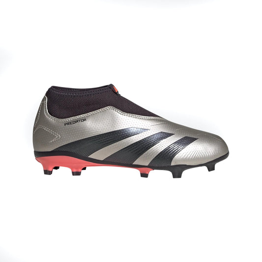 adidas Predator League Laceless Firm Ground Sneaker Platin Metallic/Aurora Black/Turbo 4 US Unisex Big Kid