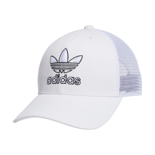 adidas Originals Mens Icon Trucker Structured Precurve Snapback Cap White/Black One Size