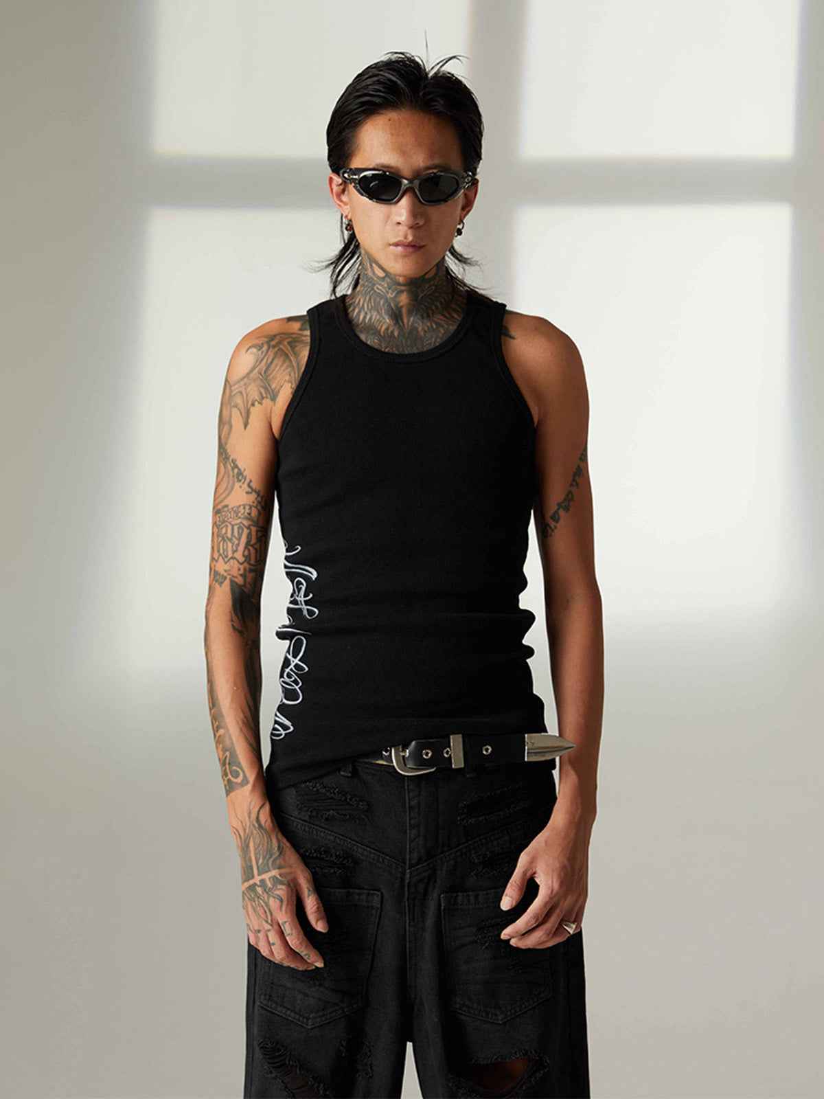 Street Ribbed Slim Fit Printed Vest