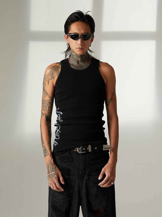 Street Ribbed Slim Fit Printed Vest