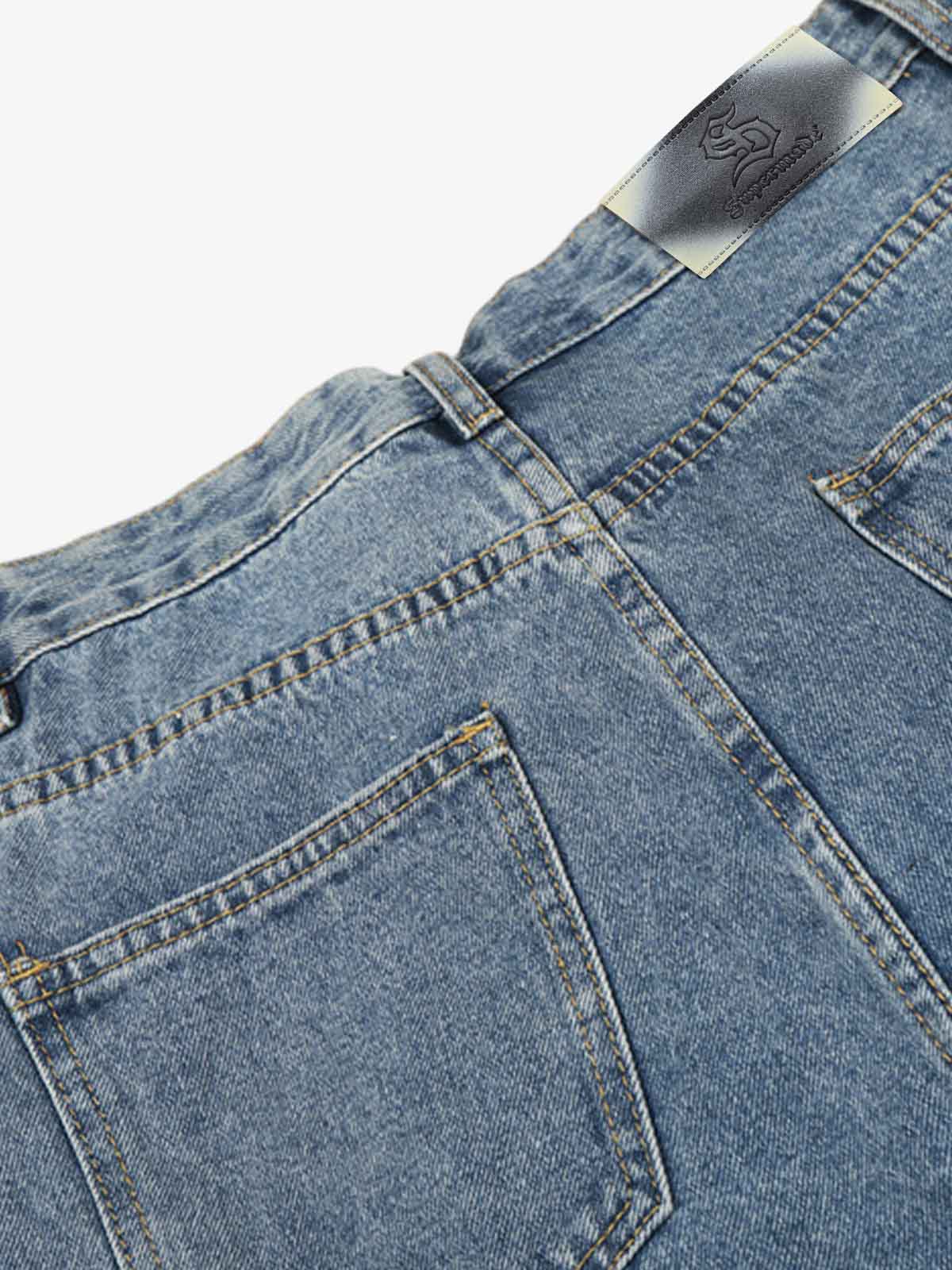 Asymmetric Layered Waist Wide Leg Denim Jeans - Luxuryurbanwear
