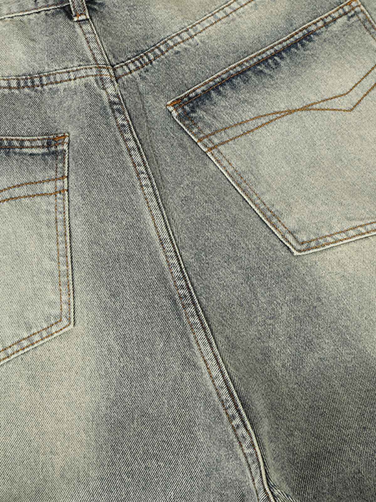 Retro Denim Rhinestone Striped Baggy Jeans