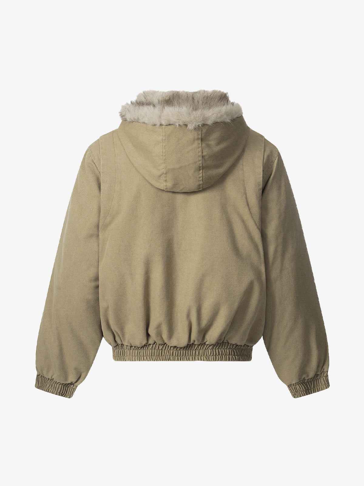 Street Outdoor Detachable Fur Collar Fleece Hooded Padded Jacket