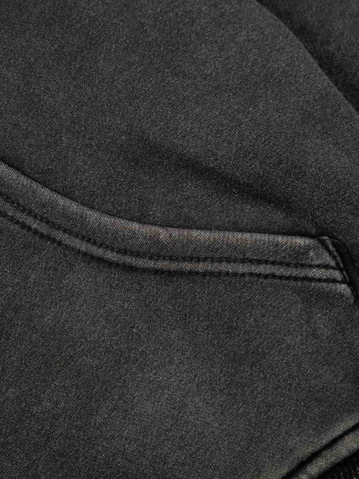 Vintage Washed Symmetrical Star Rhinestone Zip-Up Hoodie - Luxuryurbanwear