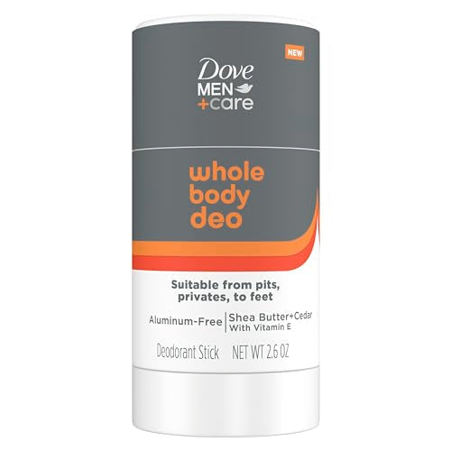 Dove Men+Care Whole Body Deo Aluminum-Free Deodorant Stick Shea Butter + Cedar from Pits Privates to Feet with Vitamin E 2.6 oz