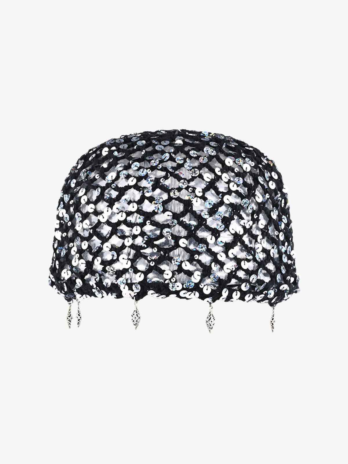 Vintage Sequin Mesh Beaded Fringe Cap