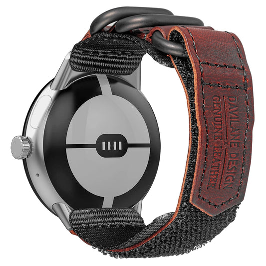 DAVILANE Leather Watch Band Compatible with Google Pixel Watch 2 Band/Pixel Watch 3 Band 41mm/Google Pixel Watch Band Men WomenUpgraded Three Buckles Pixel Watch Band