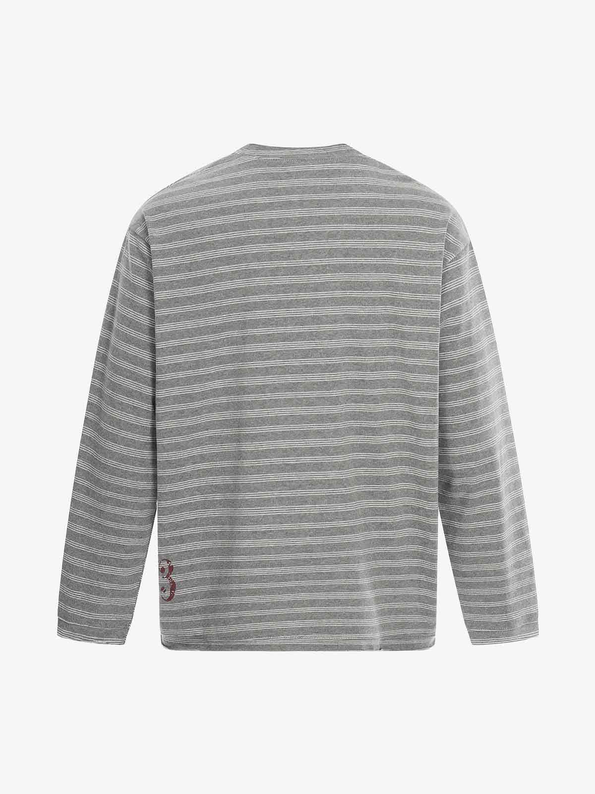 Striped Gothic Letter Graphic Long Sleeve T-Shirt