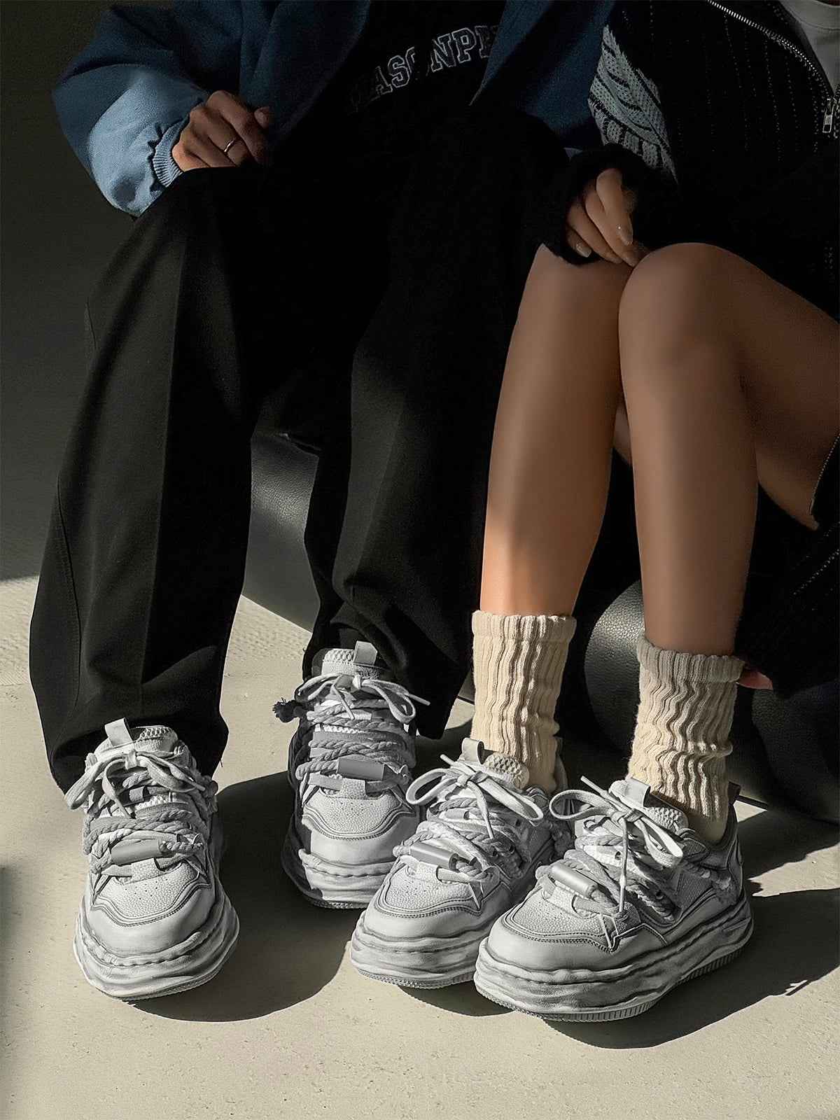 Deconstructed Distressed Chunky Street Sneakers - 2521