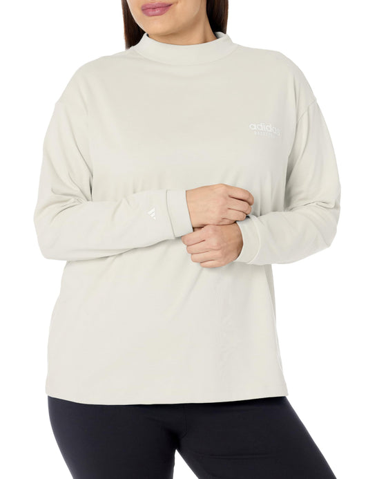 adidas Womens Plus Size Select Mock Neck Long Sleeve Alumina 3X