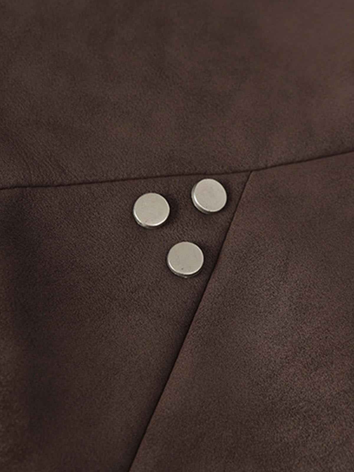 Suede Studded Zip Up Jacket