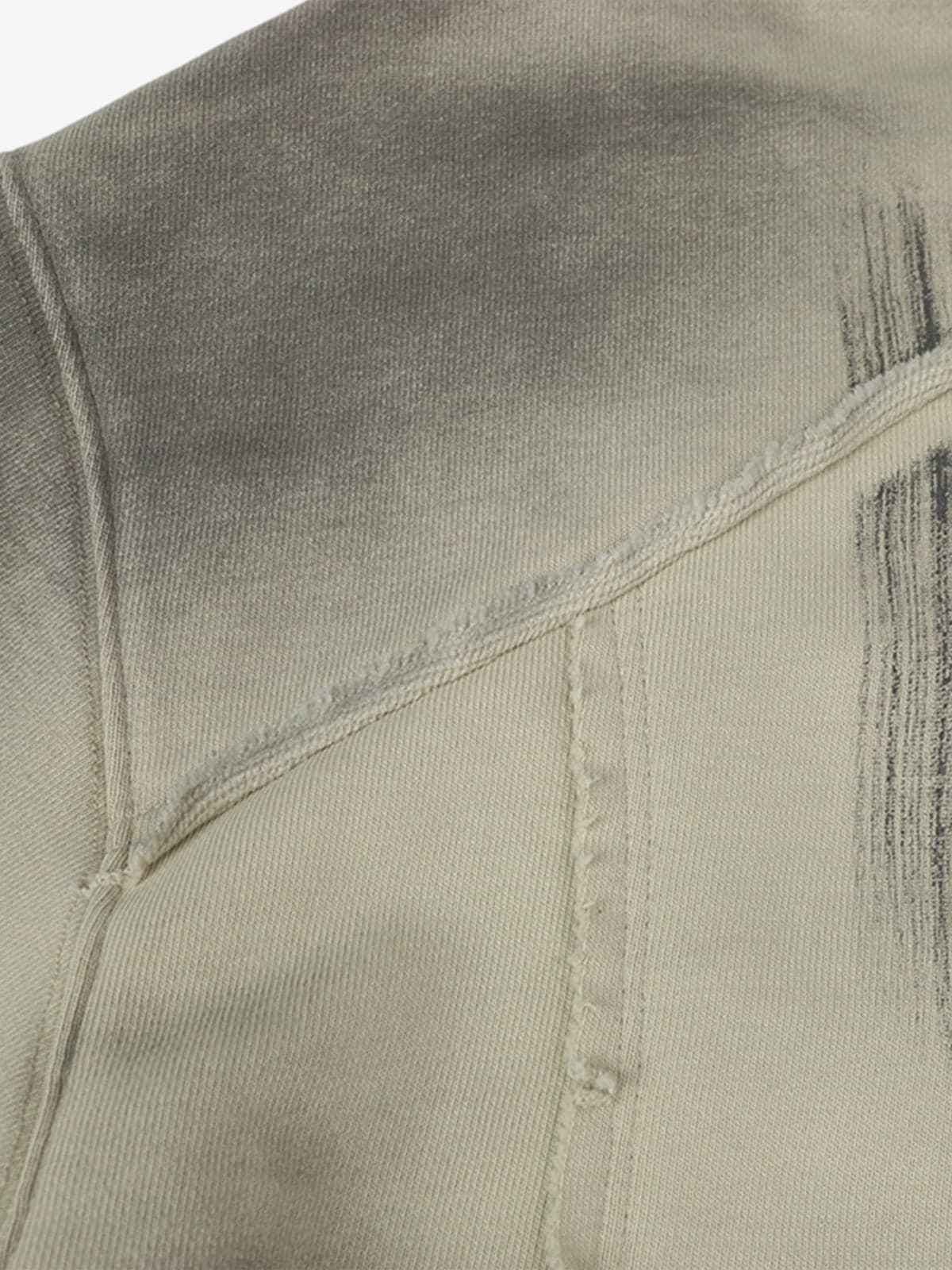 Hip-Hop Wasteland Ink-Dyed Raw Edge Hoodie