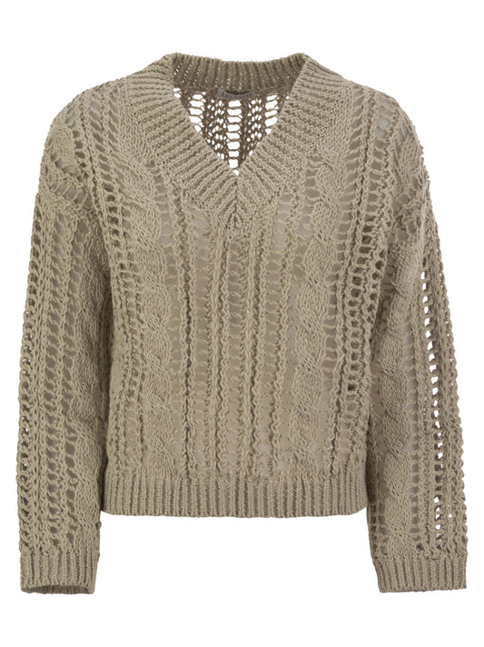 Brunello Cucinelli Women Cable & Mesh Jute And Cotton Jersey