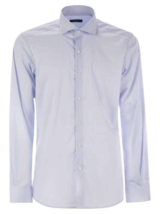 Fay Men Stretch Poplin Shirt With French Collar
