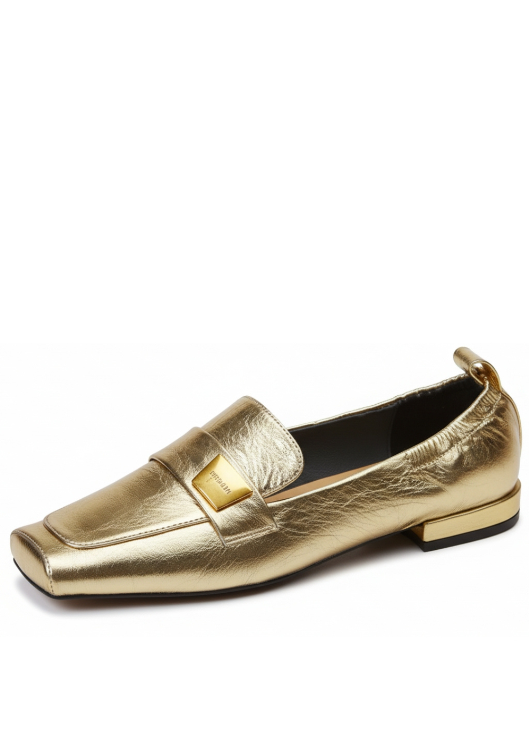 Aura Loafer | Crinkled Metallic Square-Toe - Luxuryurbanwear