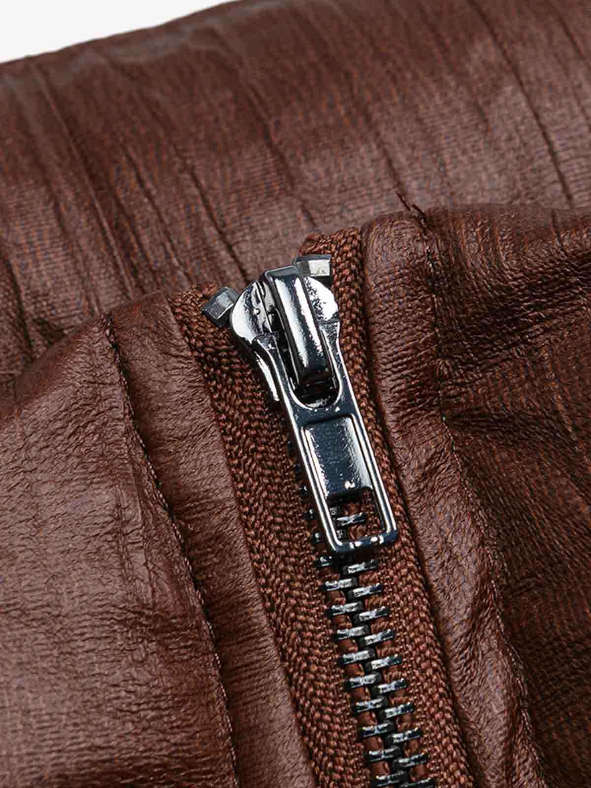 Retro Buckled High-Neck Crinkle Puffer Jacket