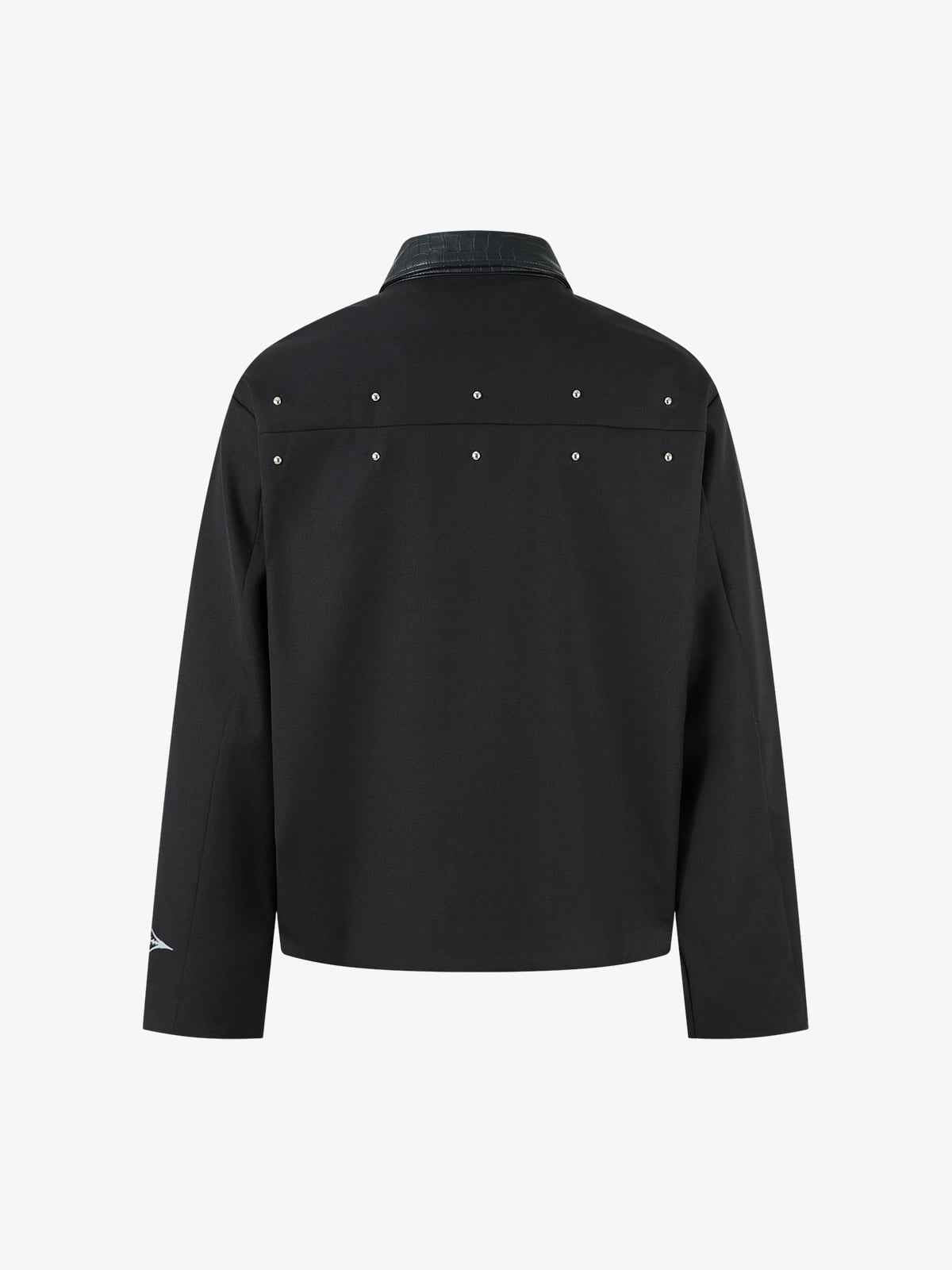Street Gothic PU Leather Collar With Thorn Print Jacket