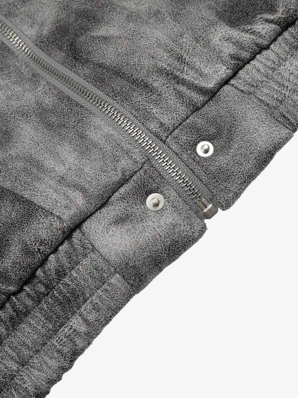 Faux Suede Vintage Wash Fur Hood Padded Jacket - 2553