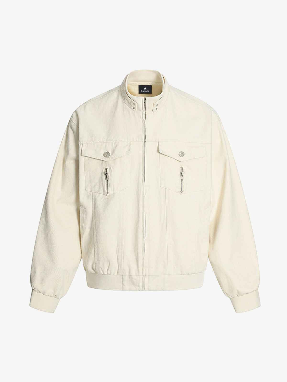 Structured Utility Stand Collar Zip Up Jacket