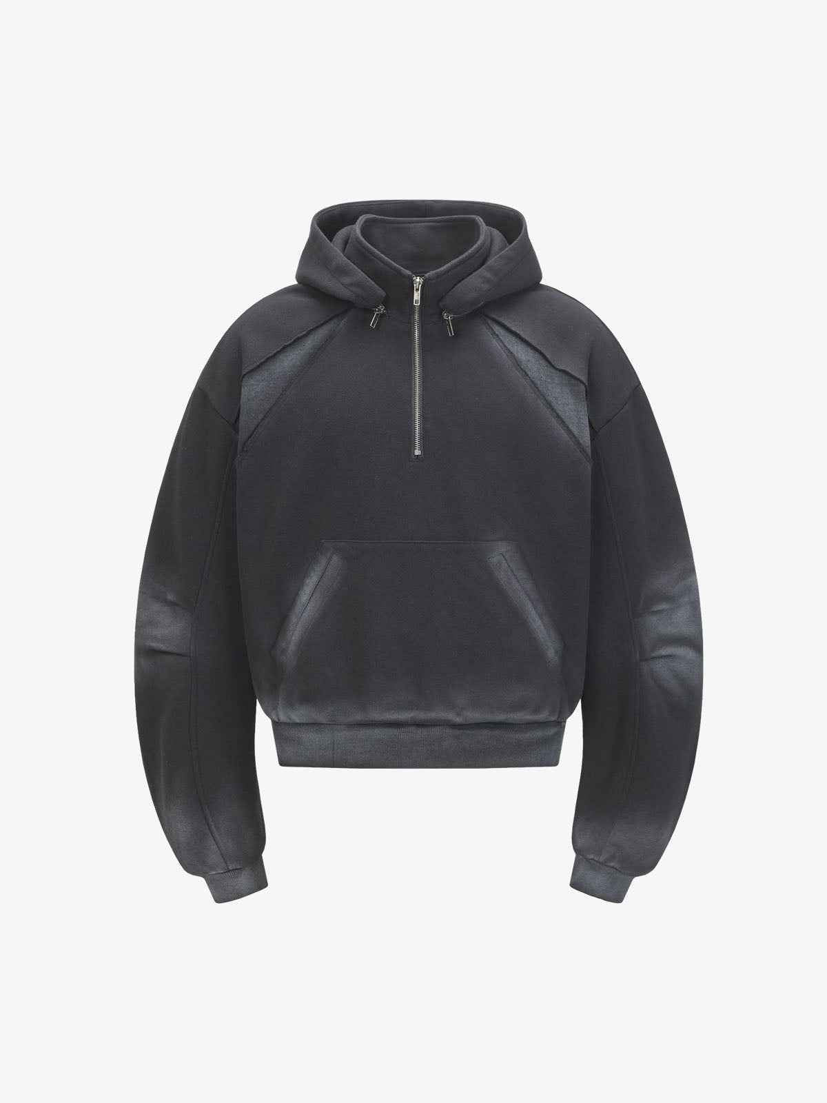 Vintage Washed Half Zip Pocket Dirty Dye Hoodie