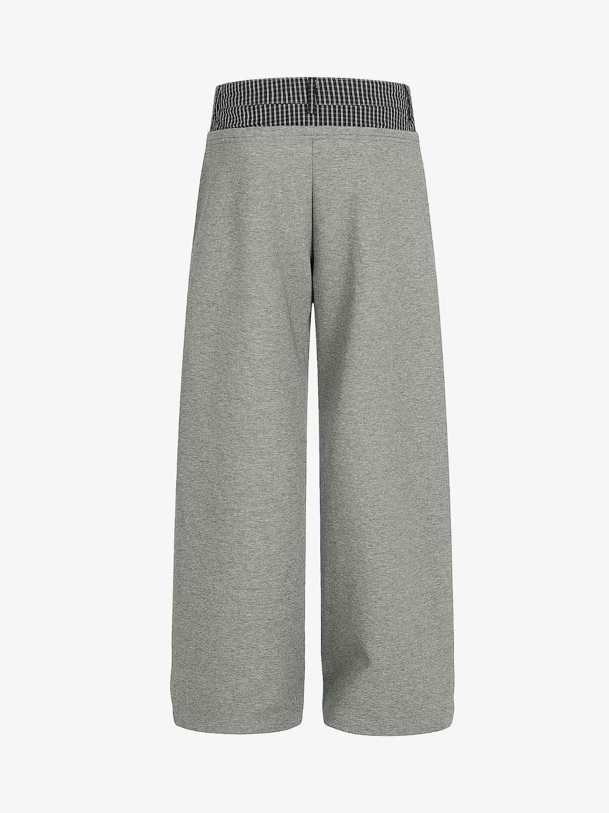 Contrast Waistband Pleated Wide Leg Pants