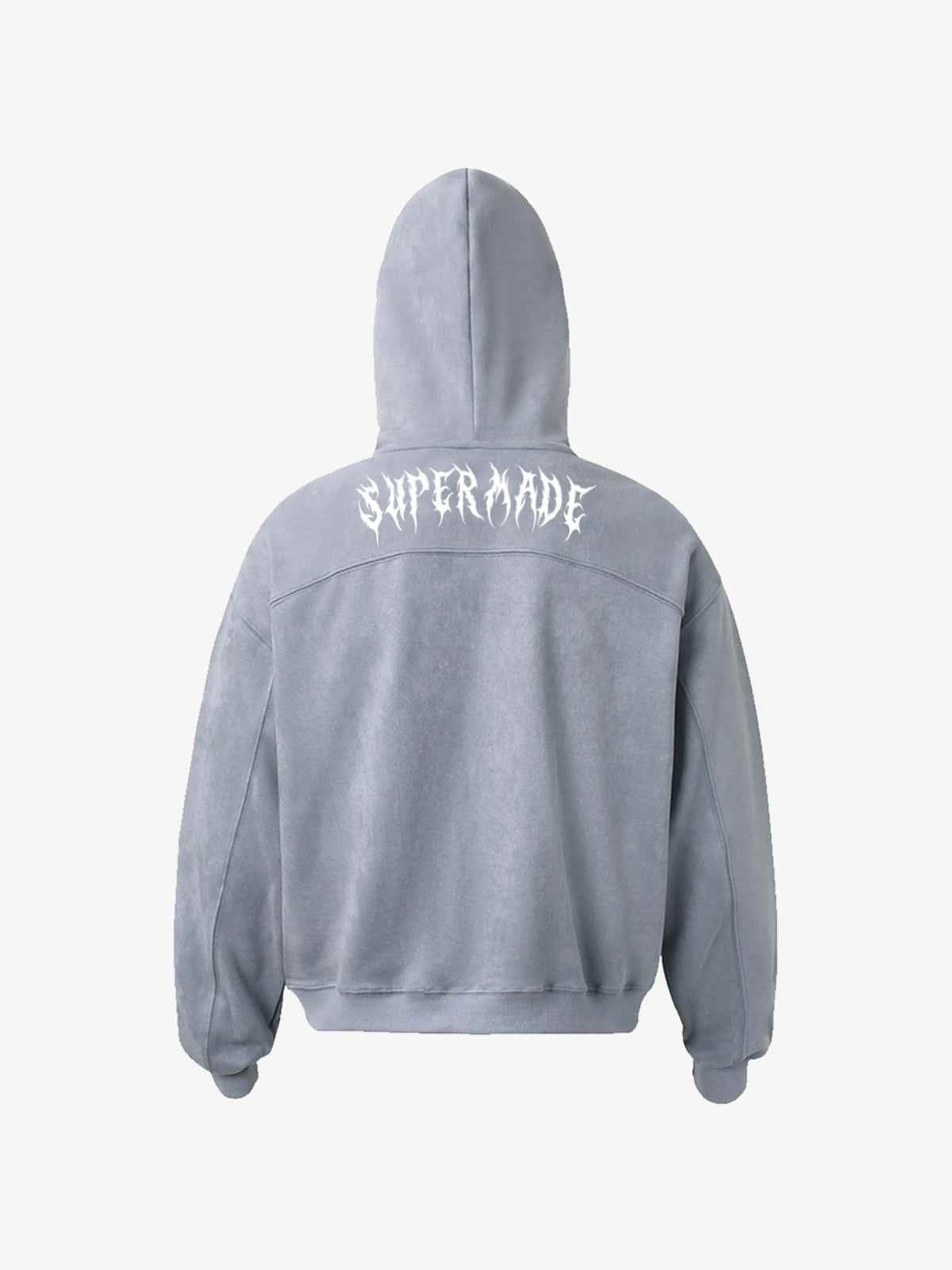 Vintage Suede Letter Embroidered Cropped Zip Up Hoodie