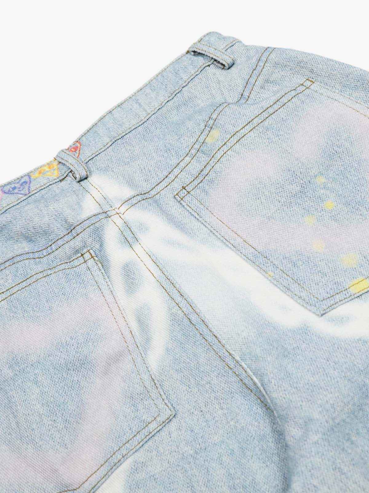 Retro Spray Graffiti Fun Straight Jeans - 2448