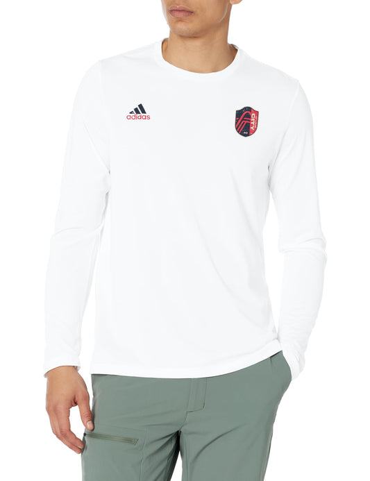 adidas Mens Size Long Sleeve Pre-Game T-Shirt White/St. Louis City Sc Medium Tall
