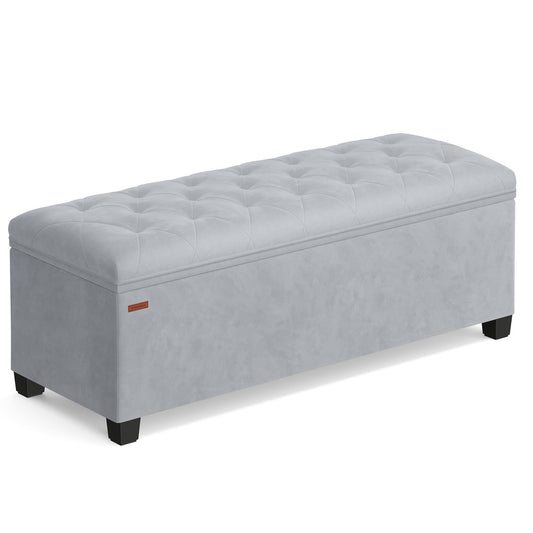 SONGMICS Velvet Storage Ottoman Bench Foot Rest with Legs 15.7 x 43 x 15.7 Inches End of Bed Bench Storage Chest Load up to 660 lb for Living Room Bedroom Entryway Dove Gray ULSF089G02