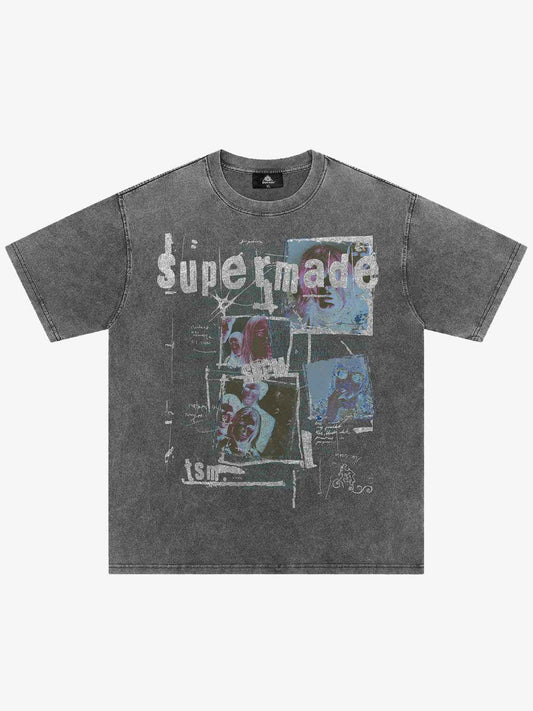 Washed Vintage Collage Graphic T-Shirt