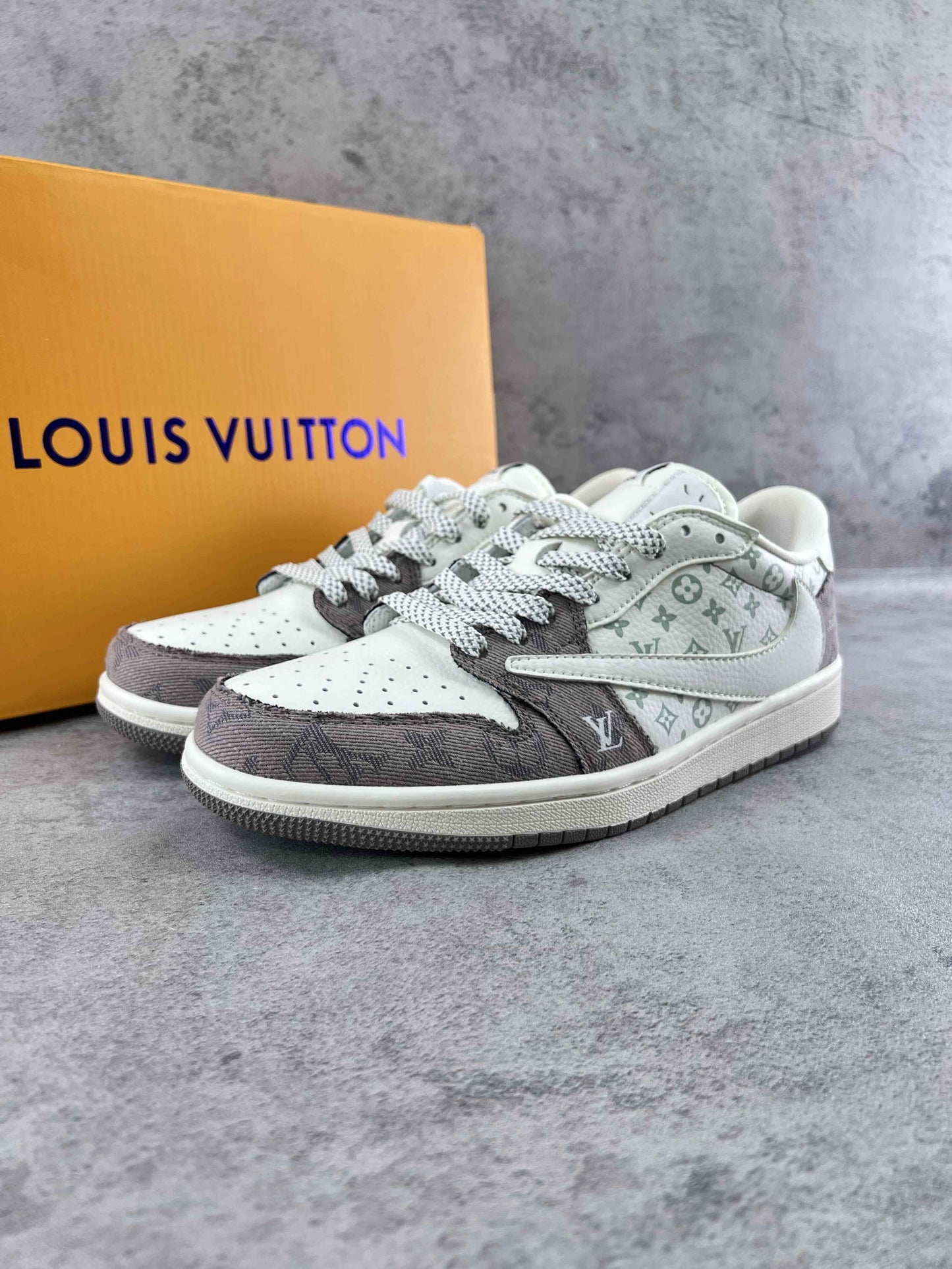 Custom Travis Scott x LV x Air Jordan 1 Low SJ2068 105 SneakerNational
