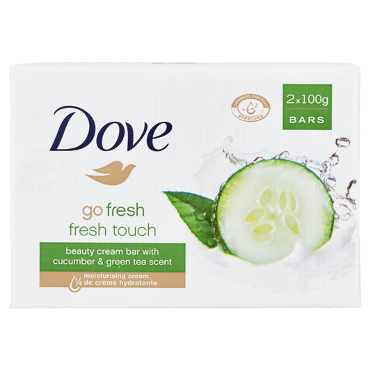 Dove:"Go Fresh" Fresh Touch Beauty Cream Bar with Cucumber & Green Tea Scent [ Italian Import ] 3.52 Ounce (Pack of 2)