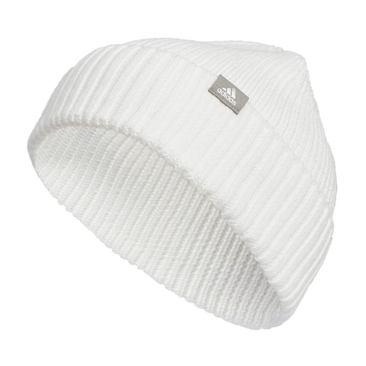 adidas Womens Fashioned Fold Beanie White/Grey/Silver Metallic F23 One Size