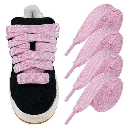 Endoto 2 Pairs Fat Shoelaces for Adidas Campus 2CM Thick Flat Wide Jumbo Replacements Shoe Laces for Sneaker(Color:PinkSize:54Inch)